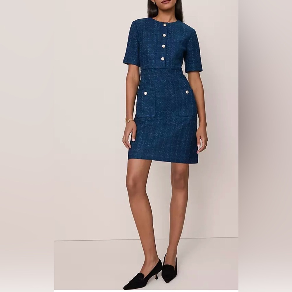 NWT ANN TAYLOR Tweed Crew Neck Shift Dress